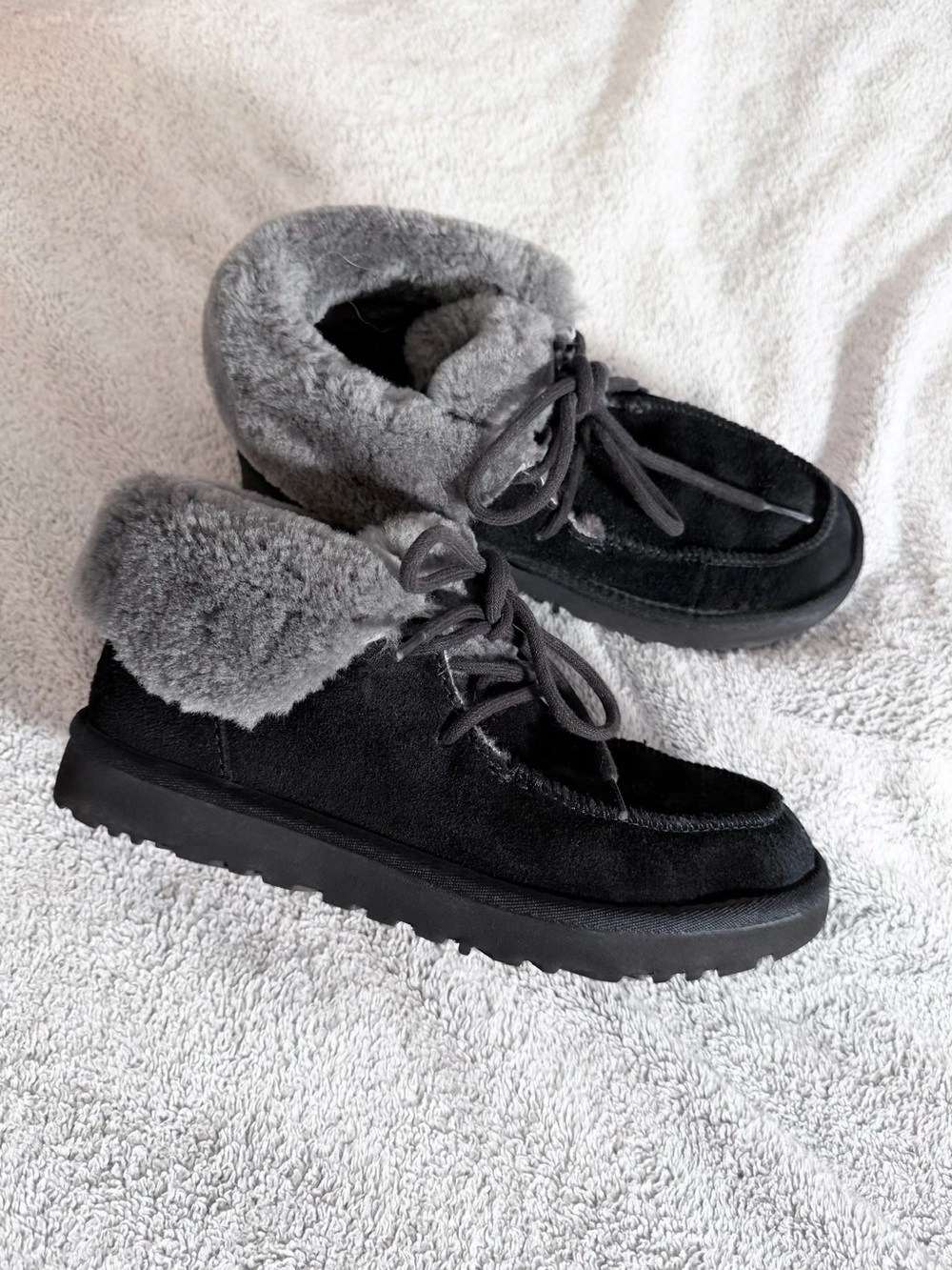 UGG Diara Black Wool Suede Ankle Boots Cuff Slipper Shoes Women's 8 39